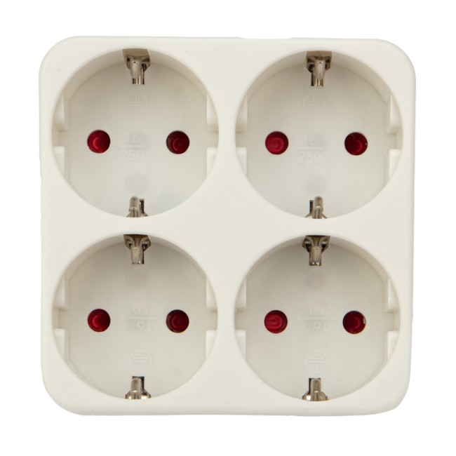 Четверник электрический 16 А с заземлением белый REXANT