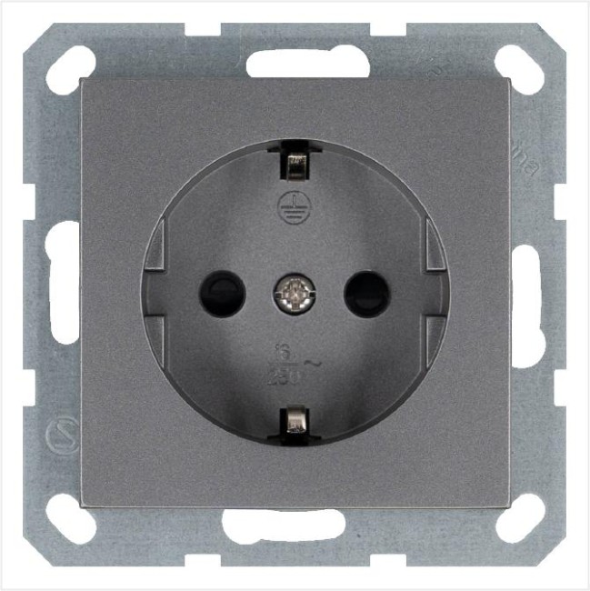 Розетка 1-м Shuko 16А IP20 с заземл. защ. шторки механизм алюм. Jasmart G5501S Розетка 1-м Shuko 16А IP20 с заземл. защ. шторки механизм алюм. Jasmart G5501S