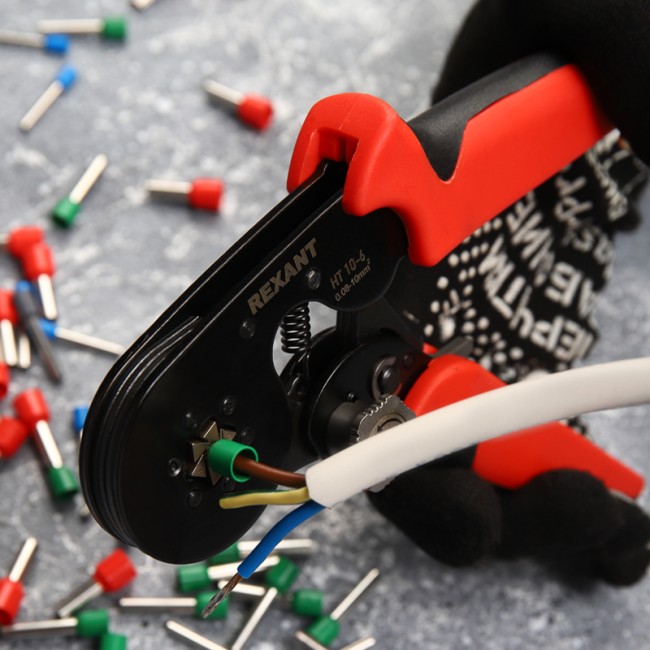 Кримпер REXANT HT 10-6 для обжима штыревых наконечников 0.08-10.0 мм² с регулятором прижимного усилия