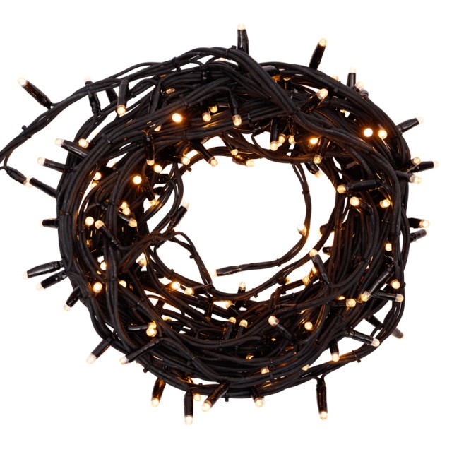 Гирлянда Твинкл Лайт 20 м, 240 LED ТЕПЛЫЙ БЕЛЫЙ, черный Каучук, IP67, динамика, 230В не соединяется NEON-NIGHT (нужен контроллер 217-204)