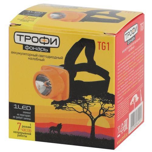 Фонарь аккумуляторный налобный TG1 1LED яркий аккум. 4В 0.5А.ч ЗУ 220В Трофи Б0053033 Фонарь аккумуляторный налобный TG1 1LED яркий аккум. 4В 0.5А.ч ЗУ 220В Трофи Б0053033