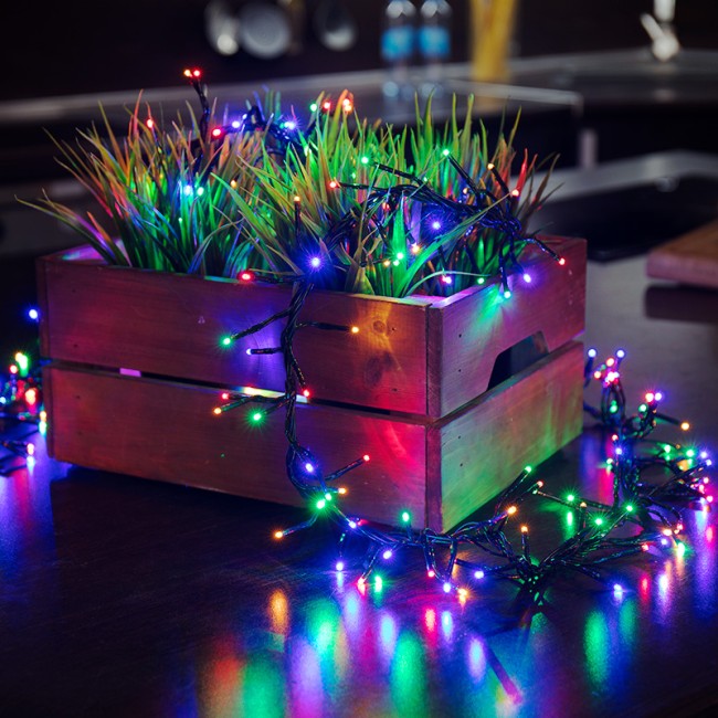 Гирлянда Кластер LED 3 м, темно-зеленый ПВХ IP20, 288 диодов, цвет мультиколор Гирлянда Кластер LED 3 м, темно-зеленый ПВХ IP20, 288 диодов, цвет мультиколор