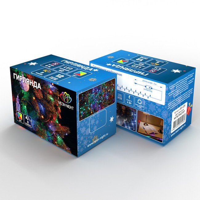 Гирлянда Кластер LED 3 м, темно-зеленый ПВХ IP20, 288 диодов, цвет мультиколор Гирлянда Кластер LED 3 м, темно-зеленый ПВХ IP20, 288 диодов, цвет мультиколор