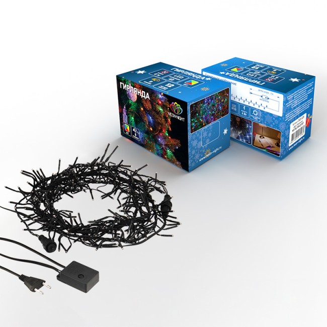 Гирлянда Кластер LED 3 м, темно-зеленый ПВХ IP20, 288 диодов, цвет мультиколор Гирлянда Кластер LED 3 м, темно-зеленый ПВХ IP20, 288 диодов, цвет мультиколор