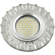 DLS-L148 GU5.3 GLASSY/TEA Светильник декоративный встраиваемый, серия Luciole. Без лампы, цоколь GU5.3. Доп. светодиодная подсветка 3Вт. Стекло. Зеркальный/прозрачный+светло-коричневый. ТМ Fametto