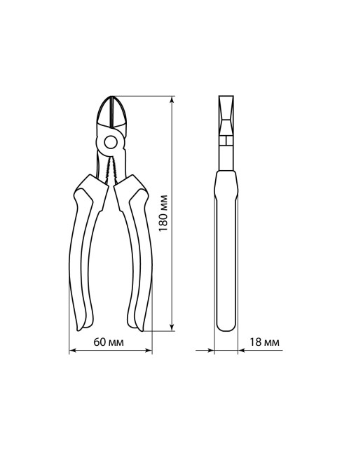 Бокорезы (кусачки), с пластиковыми рукоятками, углеродистая сталь, 180 мм, серия "Гранит" TDM