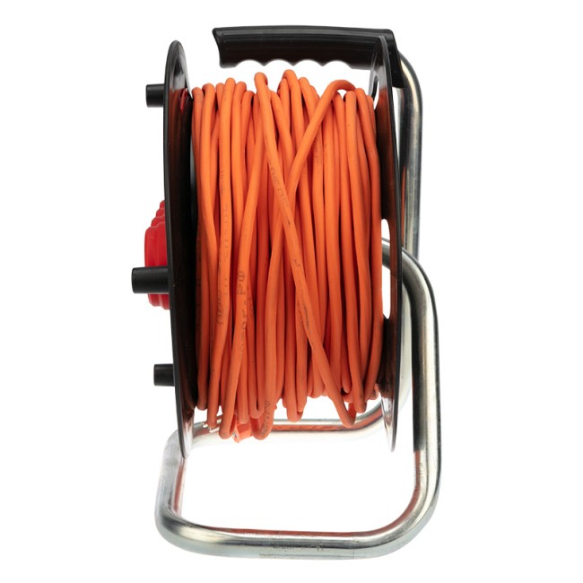 Удлинитель-шнур на катушке REXANT ПВС 3х1.5, 50 м, 4 гнезда, с/з, 16 А, 3300 Вт, IP20, оранжевый (Сделано в России)