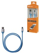 Дата-кабель, ДК 17, USB - USB Type-C, 1 м, силиконовая оплетка, голубой, TDM Дата-кабель, ДК 17, USB - USB Type-C, 1 м, силиконовая оплетка, голубой, TDM
