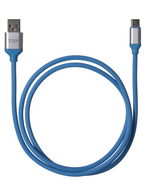 Дата-кабель, ДК 17, USB - USB Type-C, 1 м, силиконовая оплетка, голубой, TDM