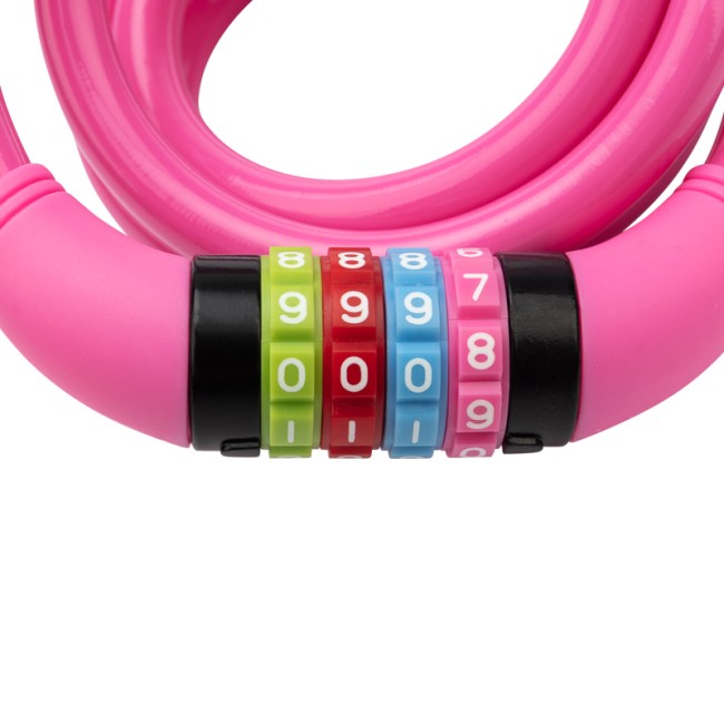 Тросовый кодовый замок взломостойкий для велосипедов и колясок 150 см розовый