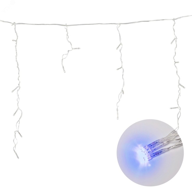 ULD-B1805-048/DTA BLUE IP20 Бахрома светодиодная, 1,8м. 48 светодиодов. Синий свет. Провод прозрачный. ТМ Uniel