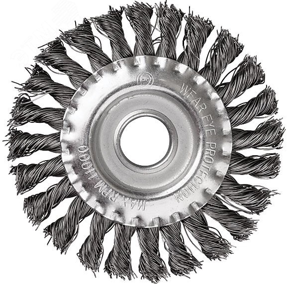 Кордщетка дисковая прямая, посадочный диаметр 22.2 мм, стальная витая проволока 125 мм