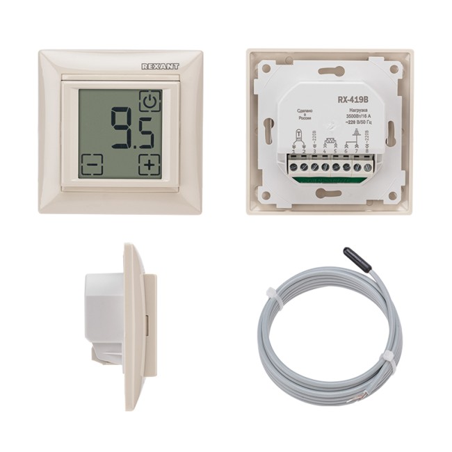 Терморегулятор сенсорный RX-419B бежевый (совместим с Legrand серии Valena) REXANT Терморегулятор сенсорный RX-419B бежевый (совместим с Legrand серии Valena) REXANT