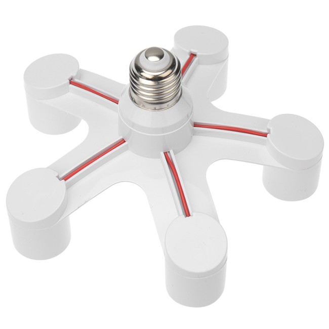 Разветвитель цокольный Е27-5хЕ27 белый REXANT Разветвитель цокольный Е27-5хЕ27 белый REXANT