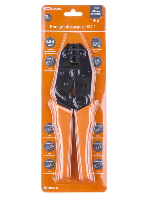 Клещи обжимные КО-1 0,5-6мм TDM