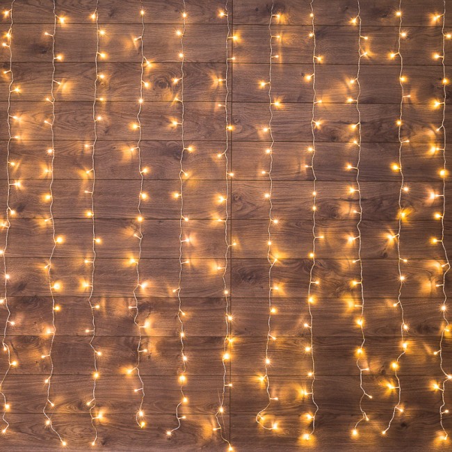Гирлянда Светодиодная Дождь 3х2 м 240 LED, прозрачный ПВХ, с контроллером, теплое белое свечение NEON-NIGHT