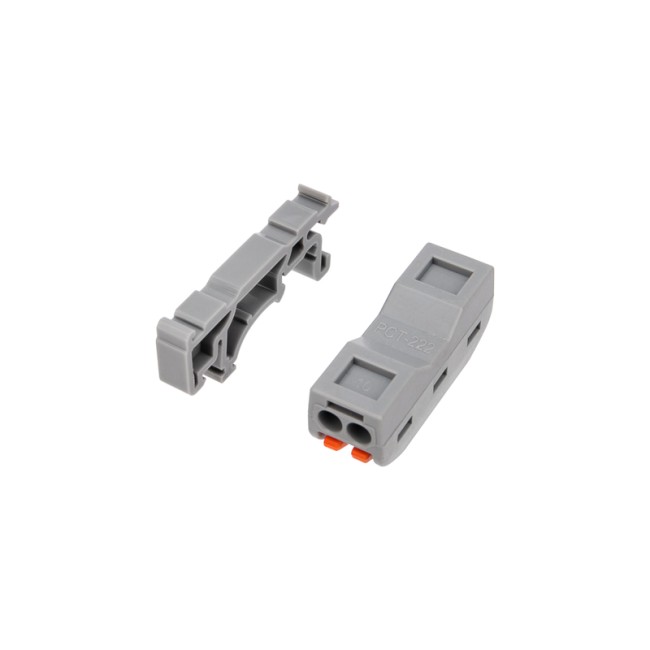 Клемма СМК 222-422D проходная 2-полюсная, с креплением на DIN-рейку (0,08-4 мм²) серая (50 шт./уп.) REXANT Клемма СМК 222-422D проходная 2-полюсная, с креплением на DIN-рейку (0,08-4 мм²) серая (50 шт./уп.) REXANT