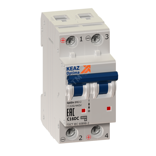 Выключатель автоматический двухполюсный 25А L 6кА DCBM63-2L25-DC-УХЛ3