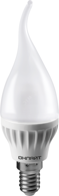 Лампа светодиодная LED 8вт Е14 белый матовая свеча на ветру
