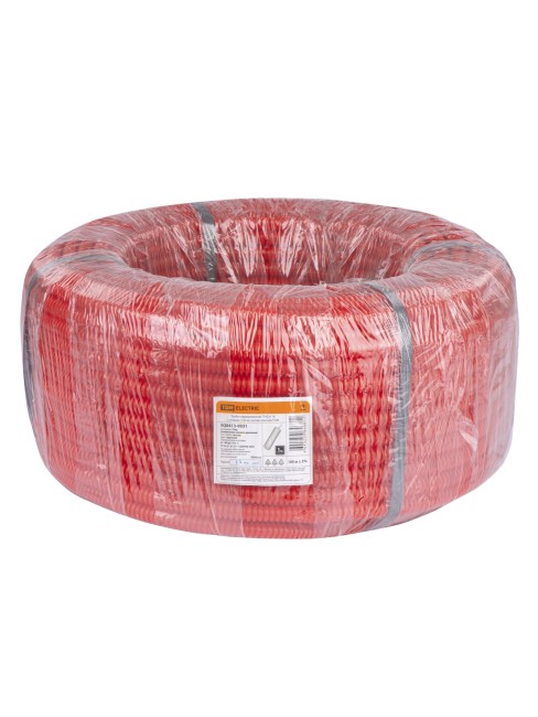 Труба гофрированная ПНД d 16 с зондом (100 м) легкая красная TDM Труба гофрированная ПНД d 16 с зондом (100 м) легкая красная TDM