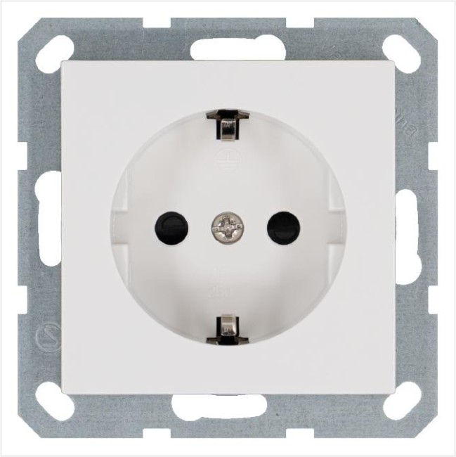 Розетка 1-м Shuko 16А IP20 с заземл. защ. шторки механизм бел. глянцевый Jasmart G5501W Розетка 1-м Shuko 16А IP20 с заземл. защ. шторки механизм бел. глянцевый Jasmart G5501W