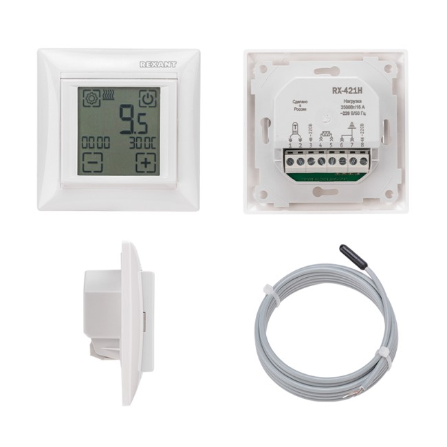 Терморегулятор сенсорный программируемый RX-421H белый (совместим с Legrand серии Valena) REXANT Терморегулятор сенсорный программируемый RX-421H белый (совместим с Legrand серии Valena) REXANT