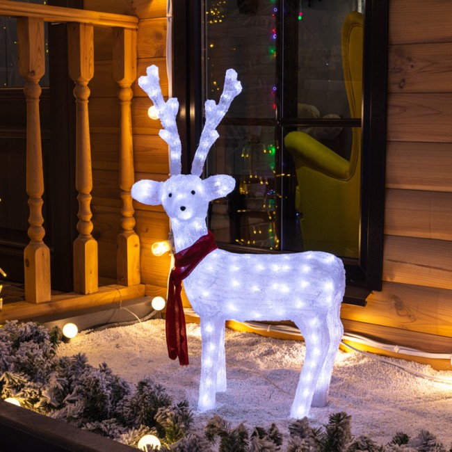 Акриловая светодиодная фигура Северный олень 49х18х85 см, 120 светодиодов, IP65 понижающий трансформатор в комплекте, NEON-NIGHT Акриловая светодиодная фигура Северный олень 49х18х85 см, 120 светодиодов, IP65 понижающий трансформатор в комплекте, NEON-NIGHT