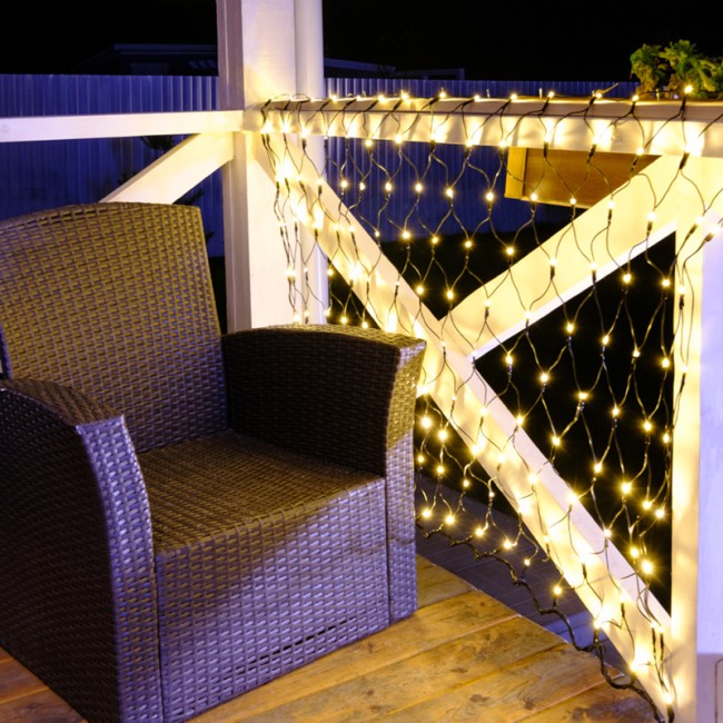 Гирлянда Сеть 1х1,5м, черный ПВХ, 160 LED Тёплый белый (шнур питания в комплекте)