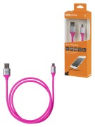 Дата-кабель, ДК 19, USB - micro USB, 1 м, силиконовая оплетка, розовый, TDM Дата-кабель, ДК 19, USB - micro USB, 1 м, силиконовая оплетка, розовый, TDM
