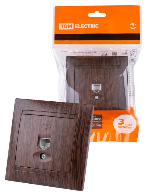 Розетка телефонная RJ11 венге "Лама" TDM Розетка телефонная RJ11 венге "Лама" TDM
