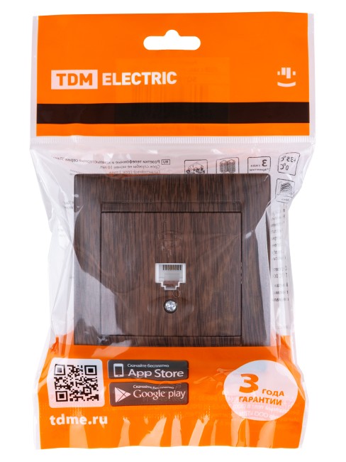 Розетка телефонная RJ11 венге "Лама" TDM Розетка телефонная RJ11 венге "Лама" TDM