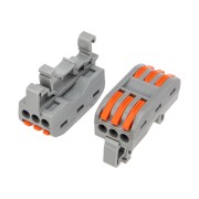 Клемма СМК 222-423D проходная 3-полюсная, с креплением на DIN-рейку (0,08-4 мм²) серая (50 шт./уп.) REXANT Клемма СМК 222-423D проходная 3-полюсная, с креплением на DIN-рейку (0,08-4 мм²) серая (50 шт./уп.) REXANT