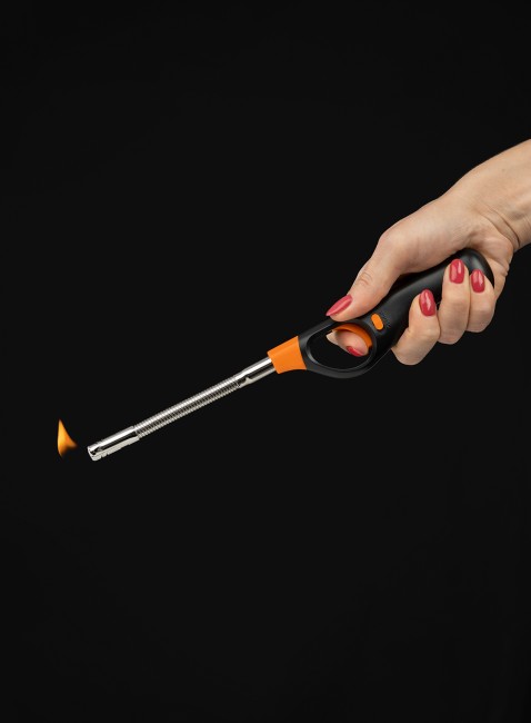 Зажигалка газовая с пьезоэлементом ЗГ-02, регул. уров. плам., многораз. заправка, гибкий носик, TDM