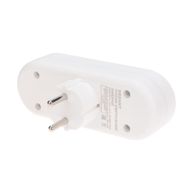 Тройник электрический линейный 10 А вертикальный без заземления, белый REXANT