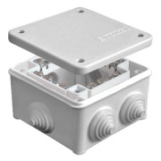 Коробка распределительная ОП 85х85х45мм IP54 с клемм. 7 выходов 3 гермоввода 16А 24 контакта крышка на винтах сер. Epplast 130124 Коробка распределительная ОП 85х85х45мм IP54 с клемм. 7 выходов 3 гермоввода 16А 24 контакта крышка на винтах сер. Epplast 130124