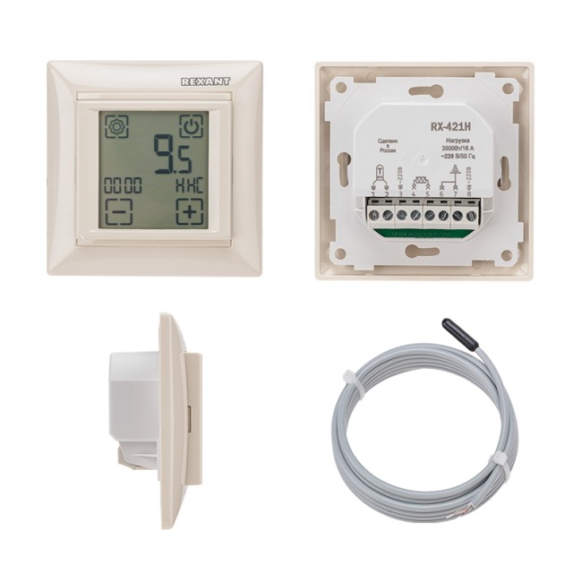 Терморегулятор сенсорный программируемый RX-421H бежевый (совместим с Legrand серии Valena) REXANT Терморегулятор сенсорный программируемый RX-421H бежевый (совместим с Legrand серии Valena) REXANT
