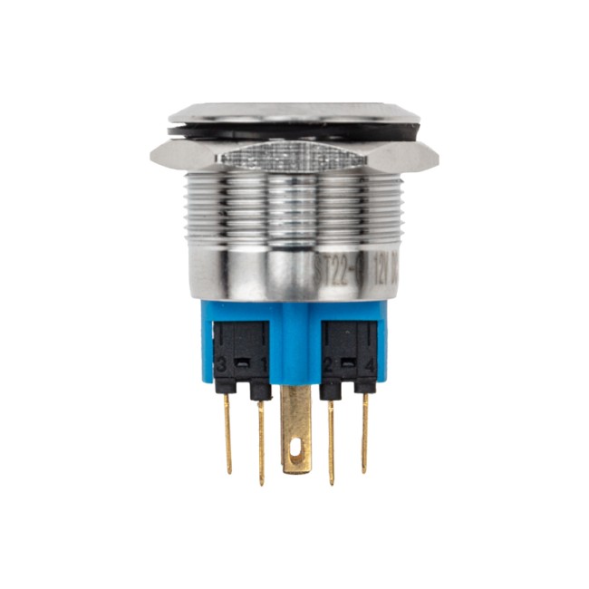 Кнопка  антивандальная Ø22 12В Б/Фикс (6с) (ON)-OFF/(OFF)-ON подсв/зеленая REXANT (в упак. 1 шт.)