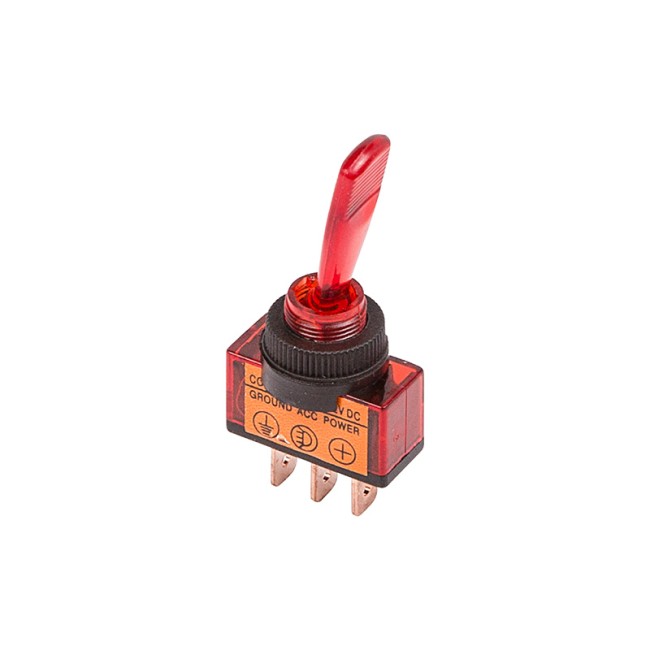 Тумблер 12V 20А (3c) ON-OFF однополюсный  с красной подсветкой  (ASW-13D)  REXANT (в упак. 1шт.)