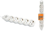 Удлинитель бытовой "Люкс" УЛ05В выкл, 5 гнезд, 1,5м, с/з, с з/ш, ПВС 3х1мм2 16А/250В бело-серый TDM Удлинитель бытовой "Люкс" УЛ05В выкл, 5 гнезд, 1,5м, с/з, с з/ш, ПВС 3х1мм2 16А/250В бело-серый TDM