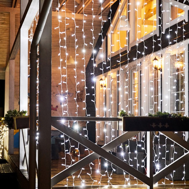 Гирлянда Светодиодный Дождь 2х3м, 448 LED БЕЛЫЙ, прозрачный ПВХ, IP65, постоянное свечение, 230В соединяется NEON-NIGHT (нужен шнур питания 303-500-1)