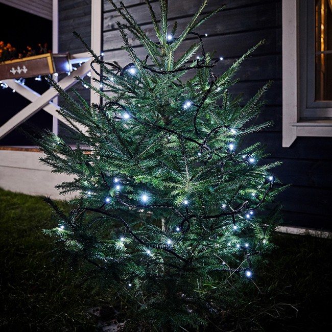 Гирлянда Твинкл Лайт 10 м, 100 LED БЕЛЫЙ, черный ПВХ, IP65, динамика, 230В соединяется NEON-NIGHT (нужен контроллер 217-204)