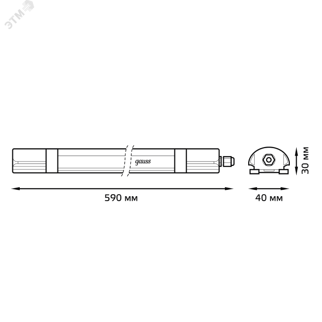Светильник светодиодный ДСП-18 Вт 1700 Лм 4000K IP65 590х40х30 мм линейный матовый ULTRACOMPACT Gauss