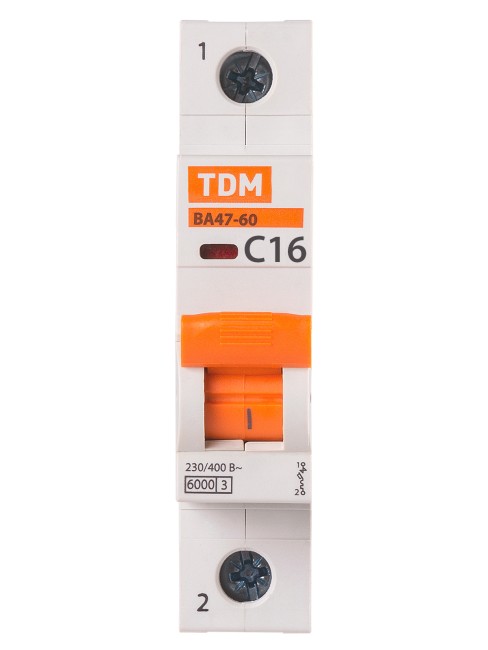 Авт. выкл. ВА47-60 1Р 16А 6кА х-ка С TDM