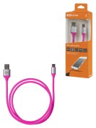 Дата-кабель, ДК 20, USB - USB Type-C, 1 м, силиконовая оплетка, розовый, TDM Дата-кабель, ДК 20, USB - USB Type-C, 1 м, силиконовая оплетка, розовый, TDM