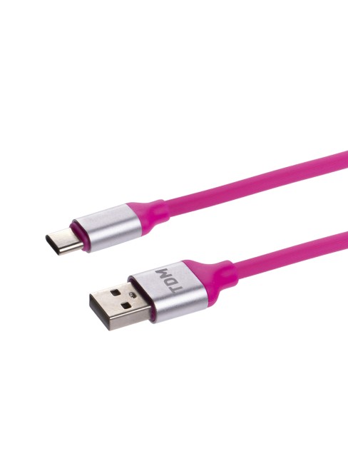 Дата-кабель, ДК 20, USB - USB Type-C, 1 м, силиконовая оплетка, розовый, TDM