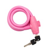 Тросовый замок взломостойкий для велосипедов и колясок с ключом 100 см розовый Тросовый замок взломостойкий для велосипедов и колясок с ключом 100 см розовый