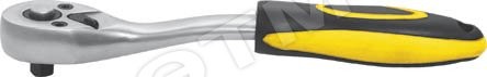 Вороток (трещотка) CrV, черно-желтая прорезиненная ручка, Профи 1/2'', 72 зубца