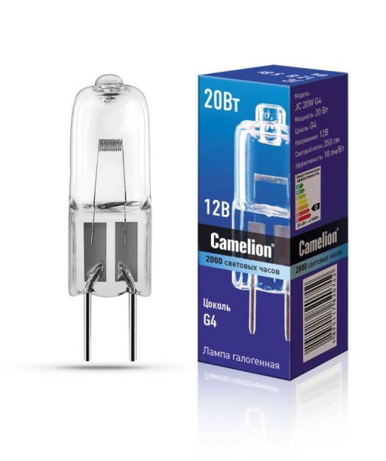 Лампа галогенная JC 20Вт 12В капс. g4 Camelion 1955 Лампа галогенная JC 20Вт 12В капс. g4 Camelion 1955