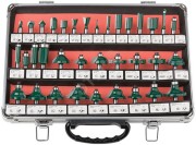 Фрезы по дереву кромочные, набор 35 шт, алюминиевый кейс, хвостовик 8 мм