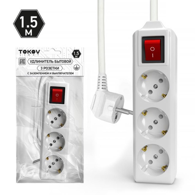 Удлинитель 3х1.5м с заземл. с выкл. 10А 3х1.5 TOKOV LIGHT TKL-C01-BU3-1.5-1.5-ZV Удлинитель 3х1.5м с заземл. с выкл. 10А 3х1.5 TOKOV LIGHT TKL-C01-BU3-1.5-1.5-ZV